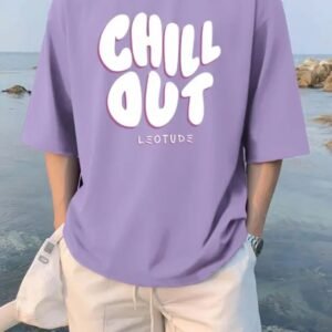 Men's Purple Oversized Graphic T-Shirt