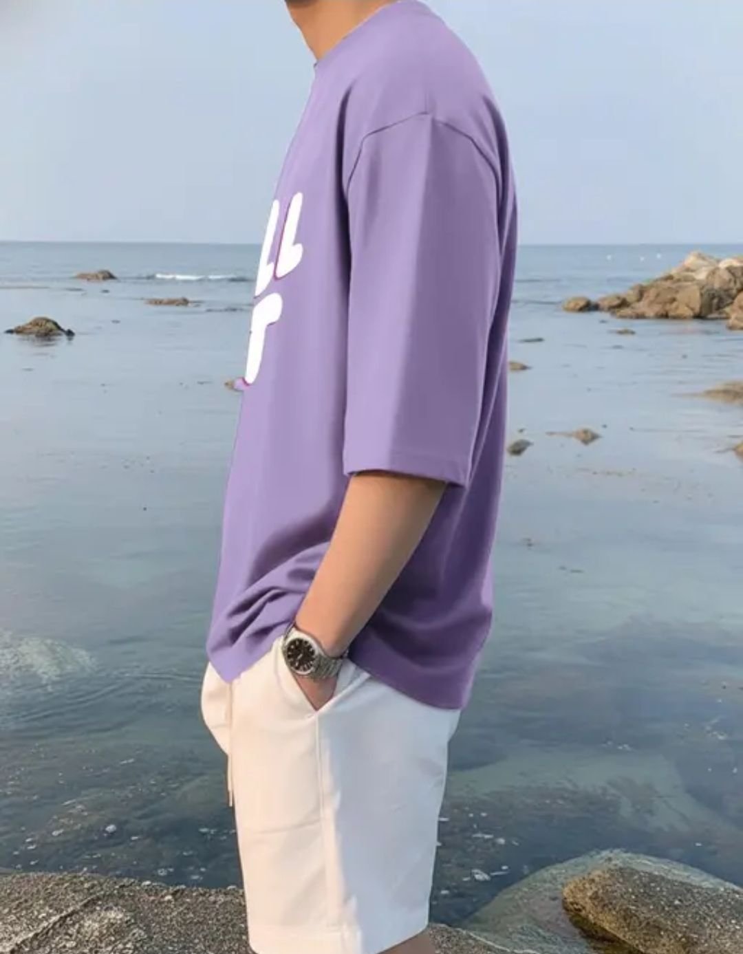 Men's Purple Oversized Graphic T-Shirt - Image 2