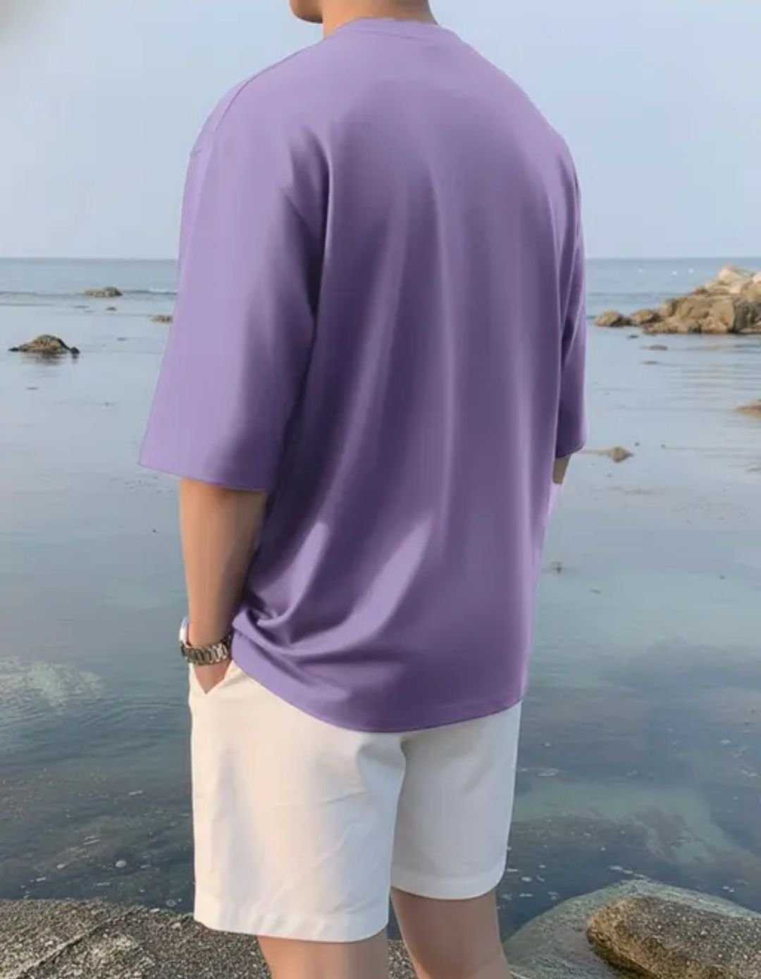 Men's Purple Oversized Graphic T-Shirt - Image 3