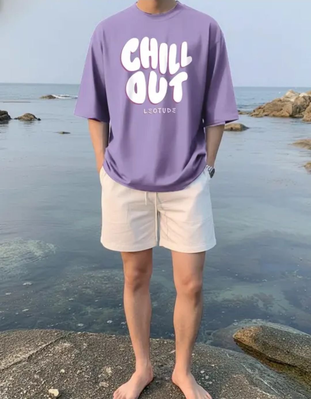 Men's Purple Oversized Graphic T-Shirt - Image 4