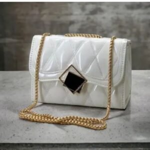 Women's White Quilted Chain Shoulder Bag