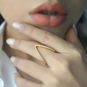 Women's Gold-Tone Geometric Crystal Ring
