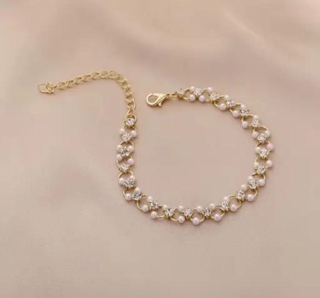 Women's Gold-Tone Floral Crystal Bracelet - Image 2