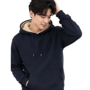 Men's Navy Blue Fleece-Lined Pullover Hoodie