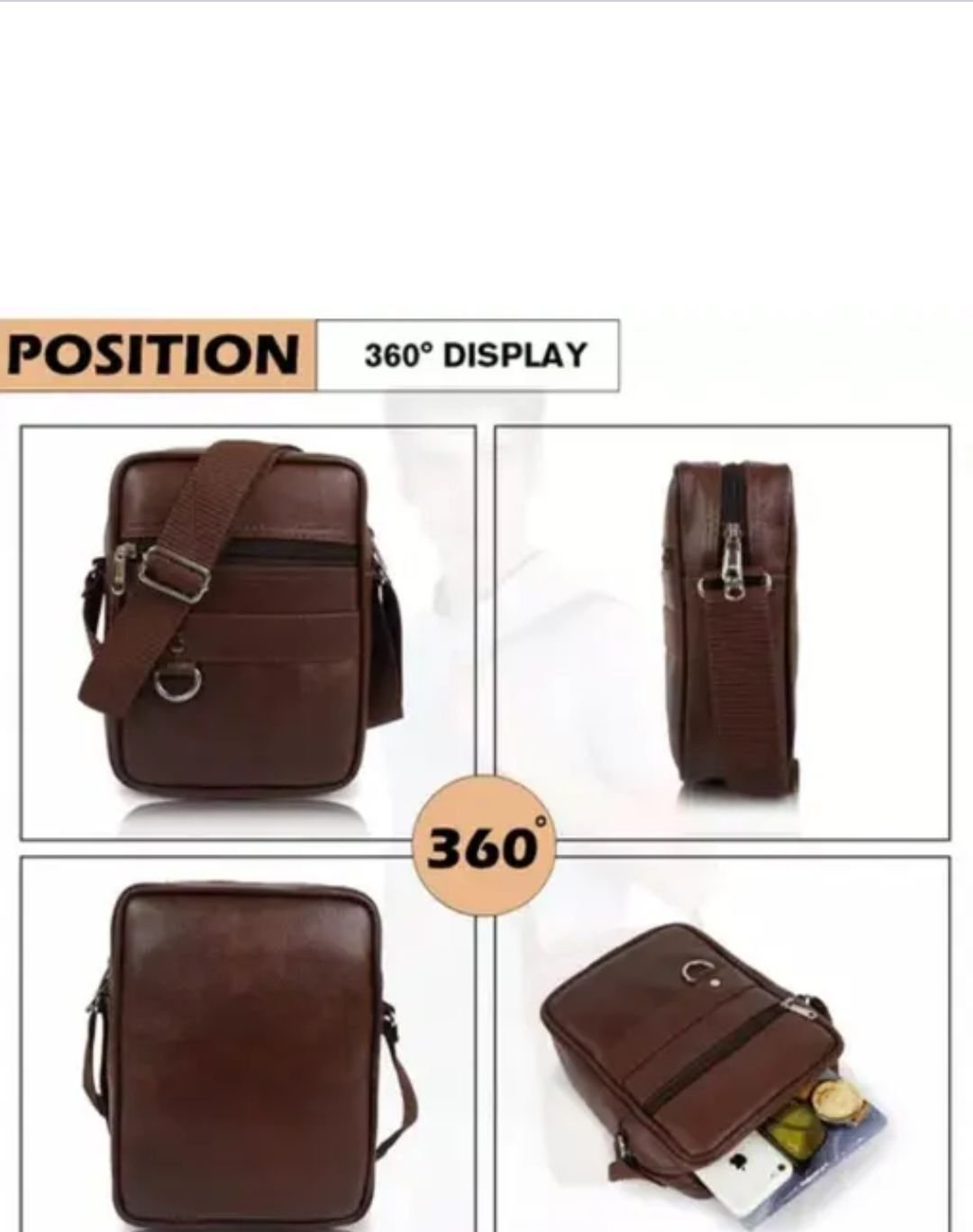 Men's Dark Brown Crossbody Sling Bag - Image 4