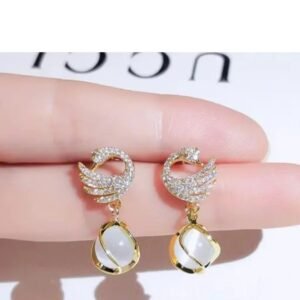 Women's Gold-Tone Crystal Pearl Drop Earrings