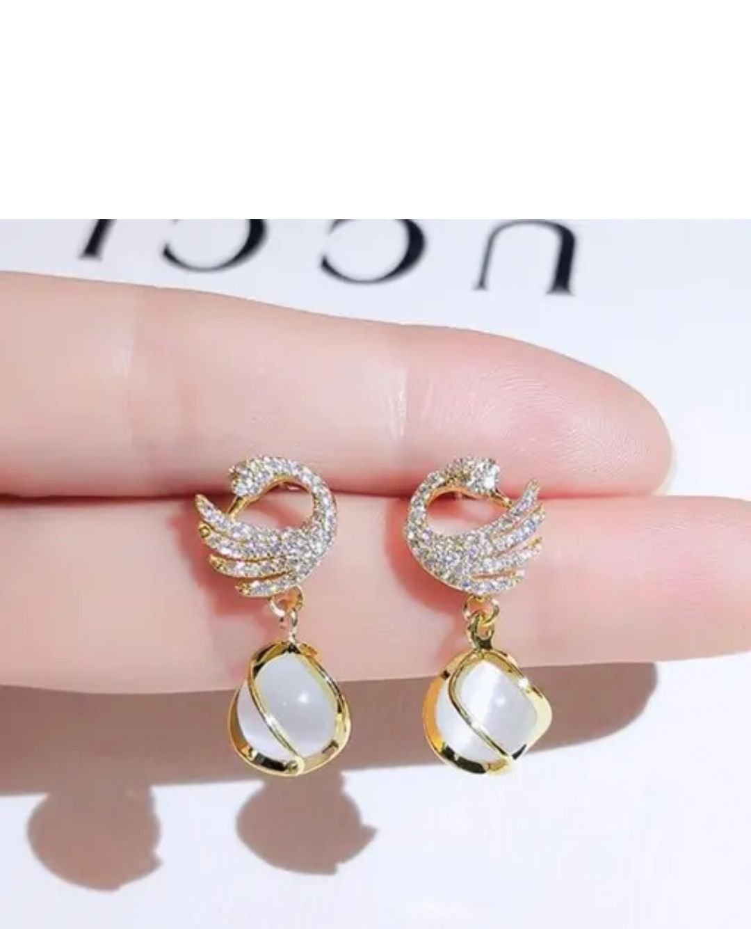 Women's Gold-Tone Crystal Pearl Drop Earrings