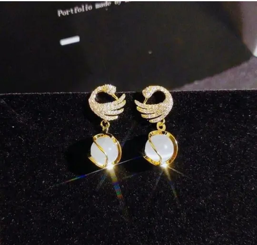 Women's Gold-Tone Crystal Pearl Drop Earrings - Image 3