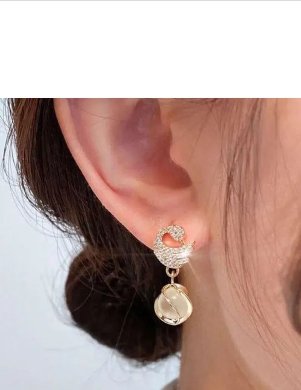 Women's Gold-Tone Crystal Pearl Drop Earrings - Image 4
