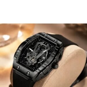 Men's All-Black Skeleton Dial Luxury Watch